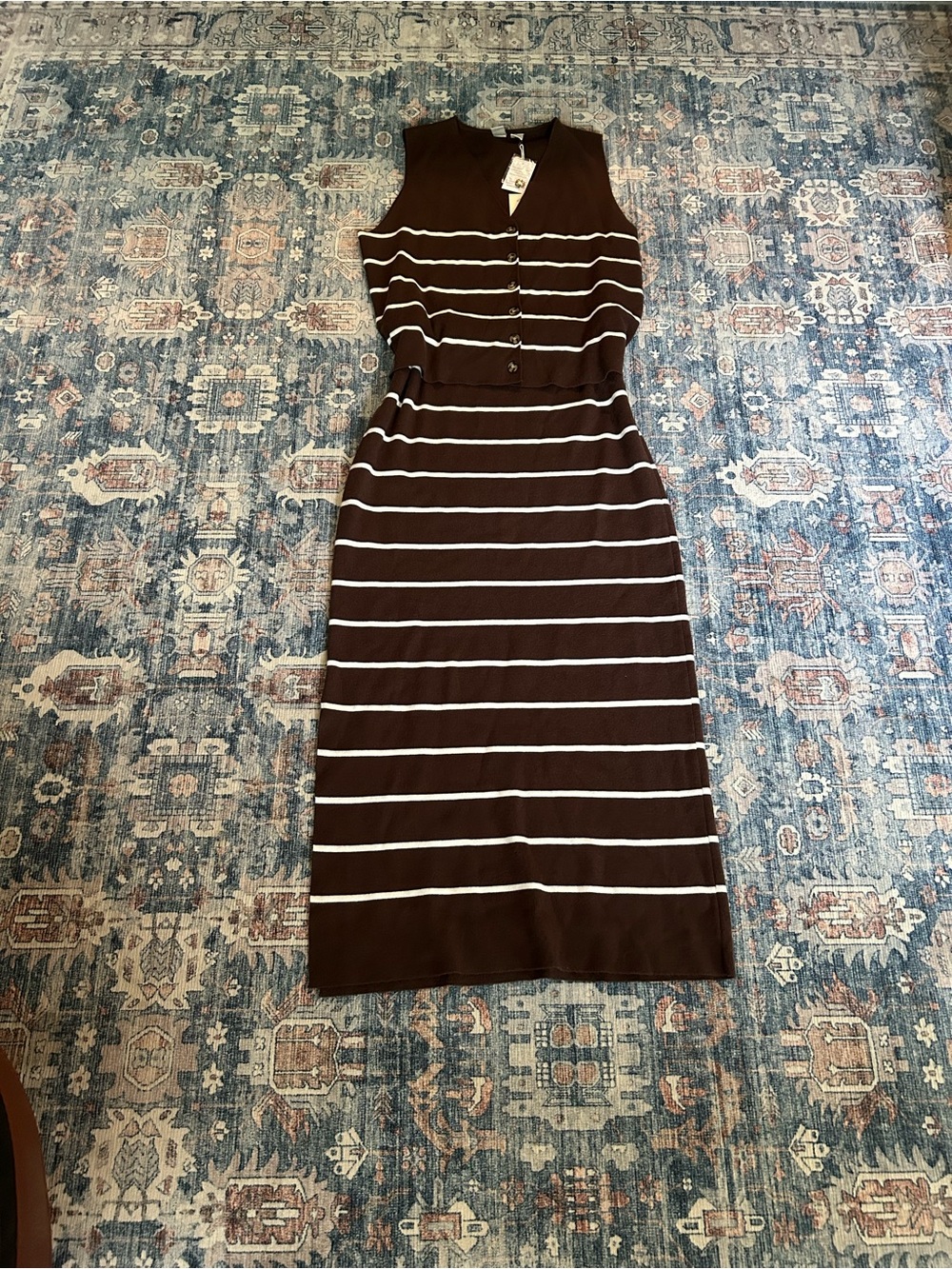 Joie striped knit vest and maxi skirt two-piece matching set.